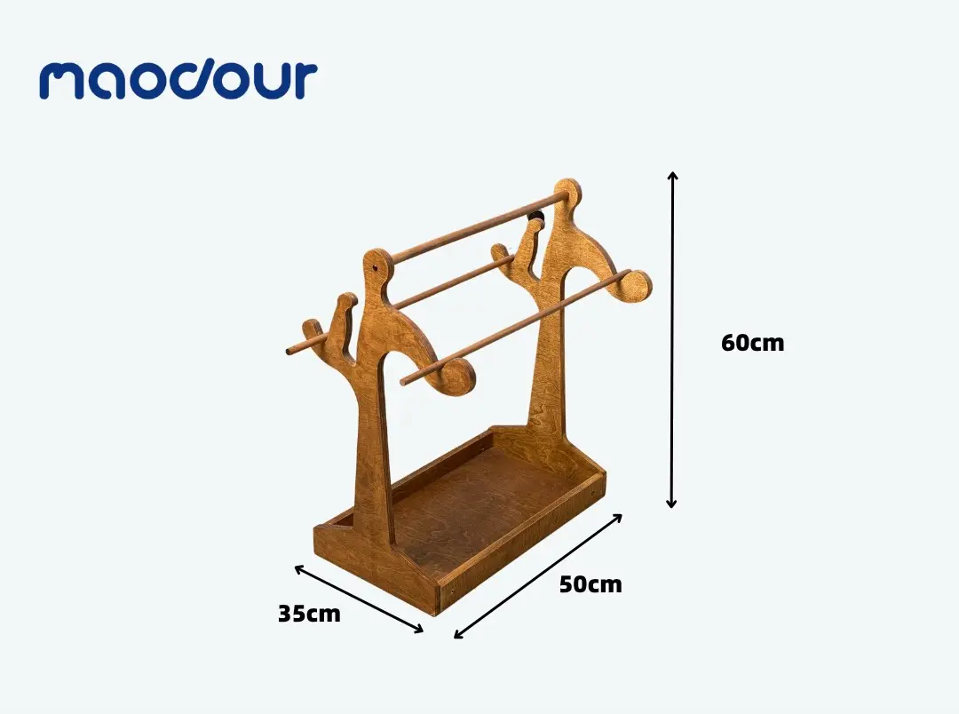 Portable Danish wooden pet clothes rack with two hanging rails